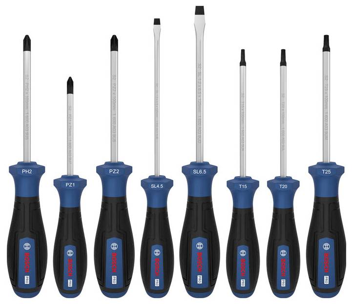 Bosch Professional 1600A039PF Schraubendreher-Set 8teilig PH, PZ, TX, Schlitz