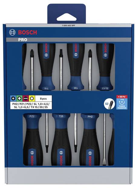 Bosch Professional 1600A039PF Schraubendreher-Set 8teilig PH, PZ, TX, Schlitz