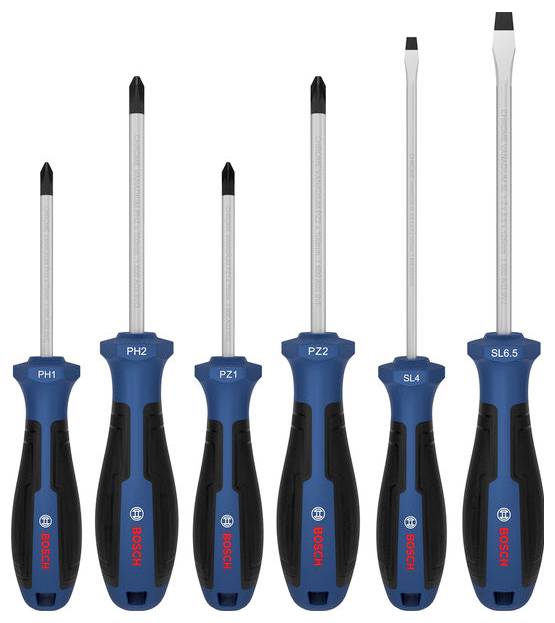 Bosch Professional 1600A039PH Schraubendreher-Set 6teilig PH, PZ, Schlitz