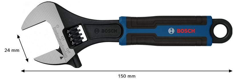Bosch Professional 1600A03B65 1600A03B65 Rollgabelschlüssel Schlüsselweite (Metrisch) 24mm Schlüsselweite (Zoll) 6"