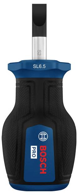 Bosch PRO SL6.5 Schraubendreher mit schwarzem und blauem ergonomischem Griff und Flachklinge