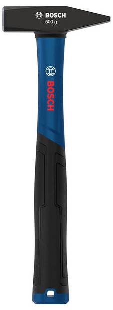 Bosch 500-g-Krallenhammer mit schwarzem Metallkopf und blauem Griff, gezeigt auf weißem Hintergrund.
