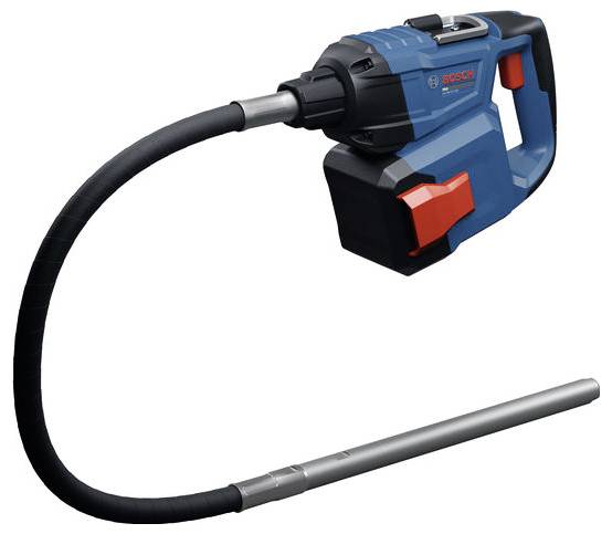 Tragbarer Bosch-Staubsauger mit flexiblem Schlauch und Metallstab auf weißem Hintergrund.