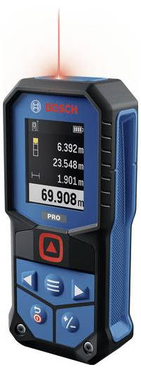 Bosch PRO Laser-Entfernungsmesser zeigt Messwerte von 6,392 m, 23,548 m, 1,901 m und insgesamt 69,908 m an.