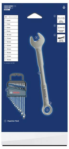 Bosch Professional 1600A03AH4 1600A03AH4 Ring-Maulschlüssel-Satz 12teilig