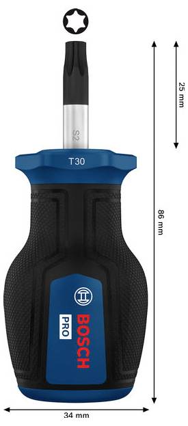 Bosch Professional PRO Stubby-Schraubendreher TX30 x 25mm TX-Schraubendreher Größe (Schraubendreher) TX 30 Klingenlänge: 25mm