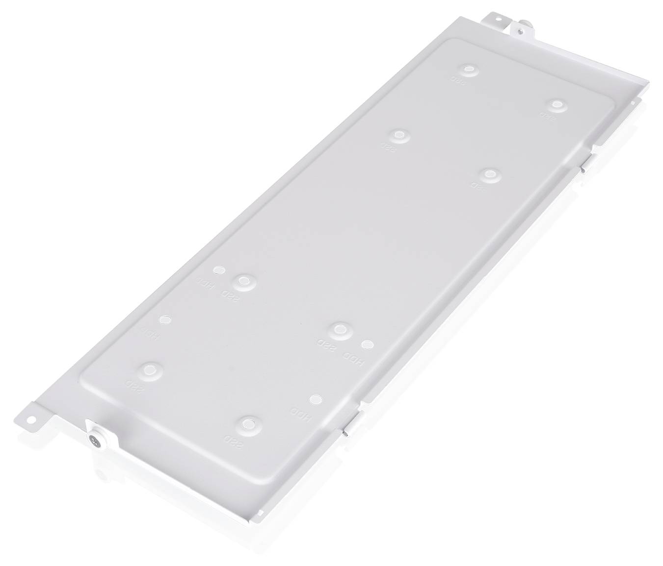 Rechteckiges Silber-Metallabdeckungspanel mit Befestigungslaschen und Schraubenlöchern, gezeigt auf weißem Hintergrund.