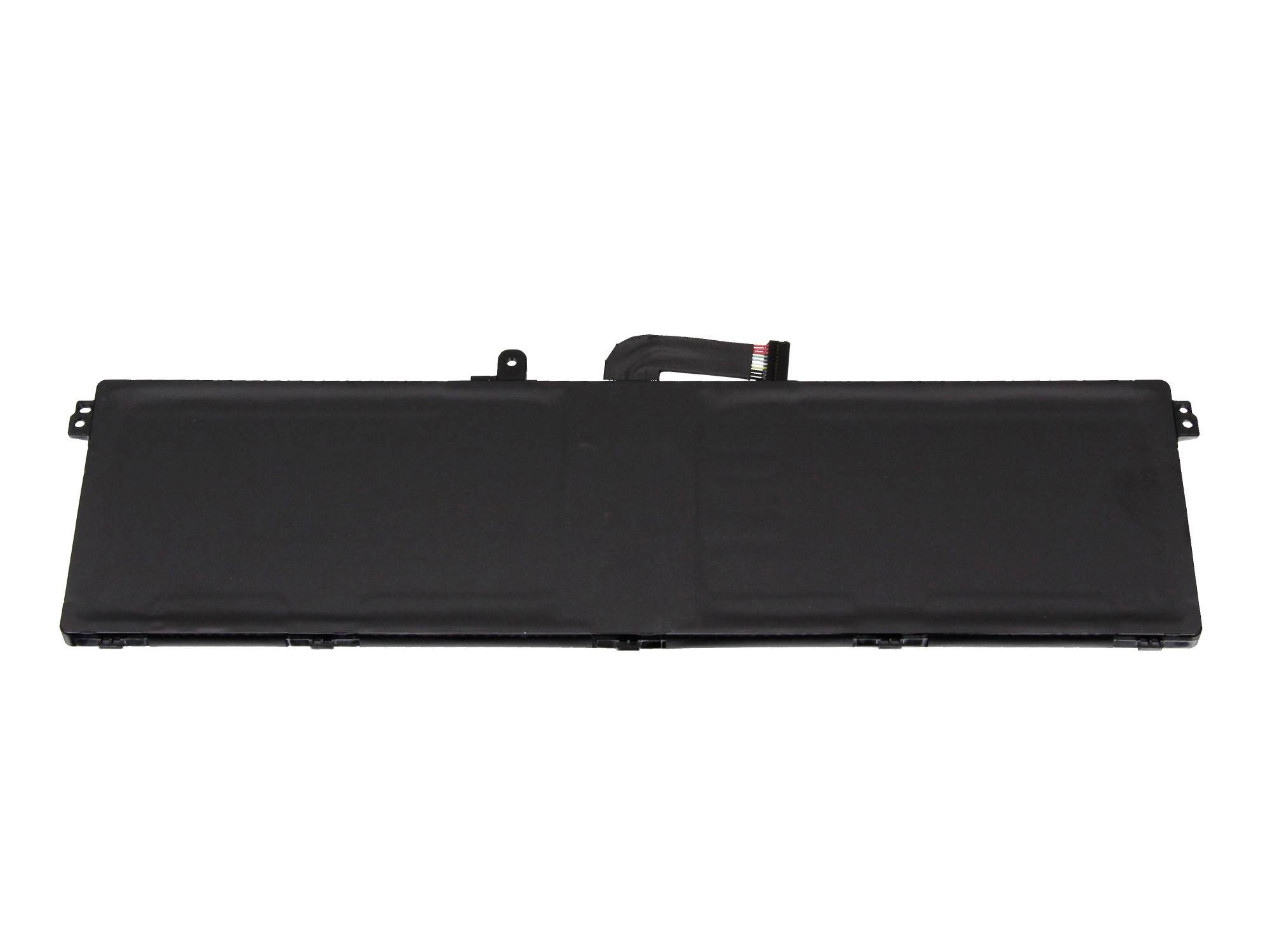 Schwarzes Laptop-Akku-Pack mit Stecker und Befestigungslaschen auf weißem Hintergrund
