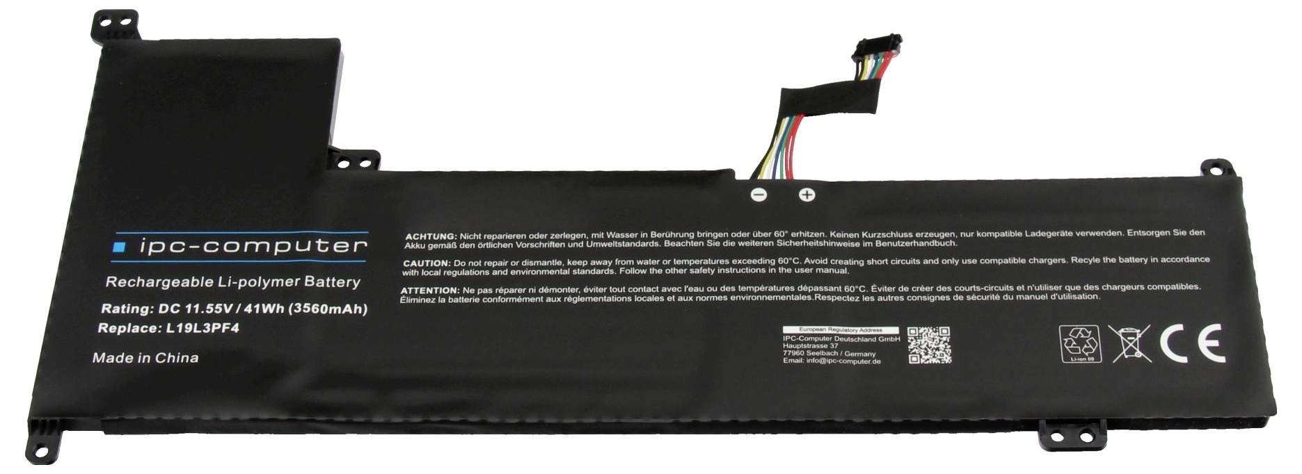 Schwarzer Laptop-Akku mit der Bezeichnung „ipc-computer