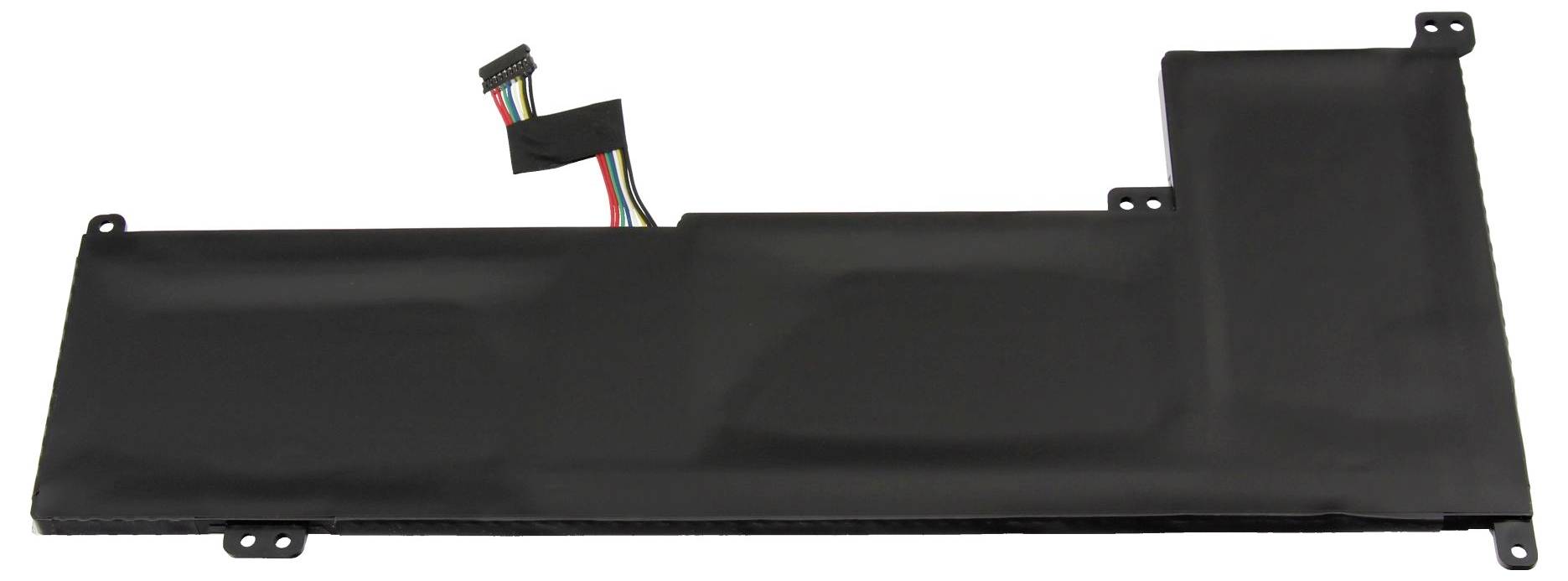 Schwarzer Ersatz-Laptop-Akkupack mit angeschlossenem Kabel und Stecker, gezeigt auf weißem Hintergrund.