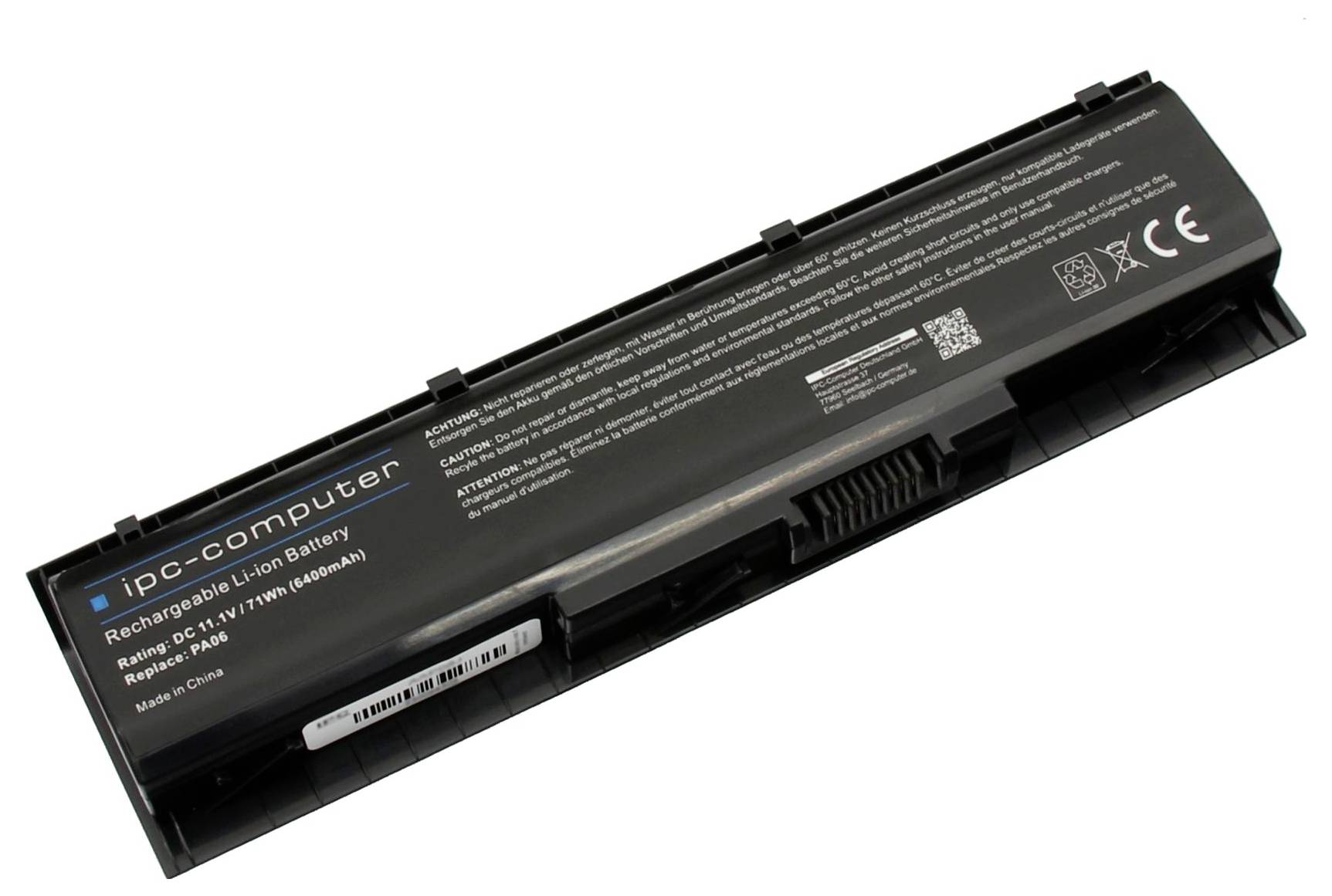 Schwarzes Laptop-Akku-Pack mit der Aufschrift 