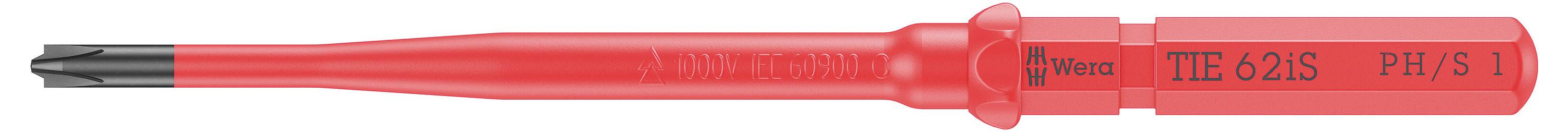 Roter isolierter Wera-Schraubendreher mit Phillips-Spitze, gekennzeichnet mit TIE 621S PH/S 1.
