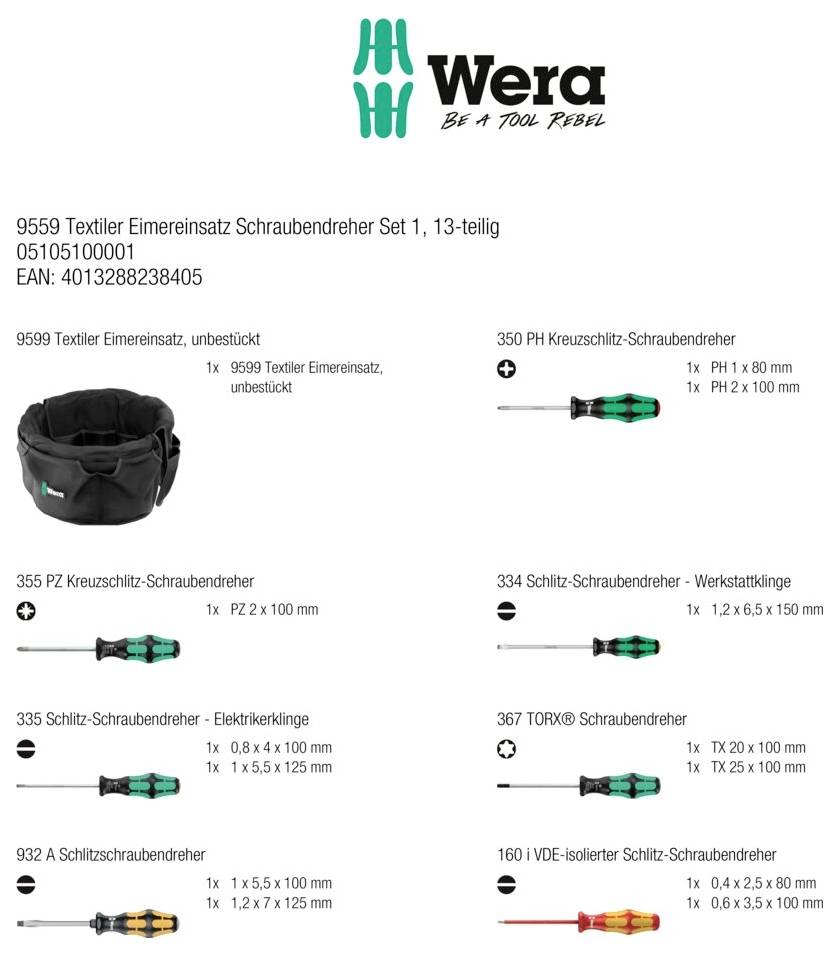 Wera 9559 Universal Schraubendreher-Set