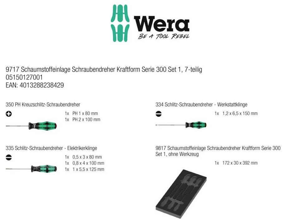 Wera 9717 Serie 300 Universal Schraubendreher-Set Schlitz, PH