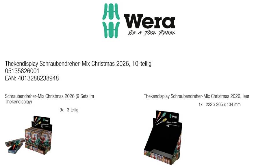 Wera-Produktbild für „Thekendisplay Schraubendreher-Mix Weihnachten 2026