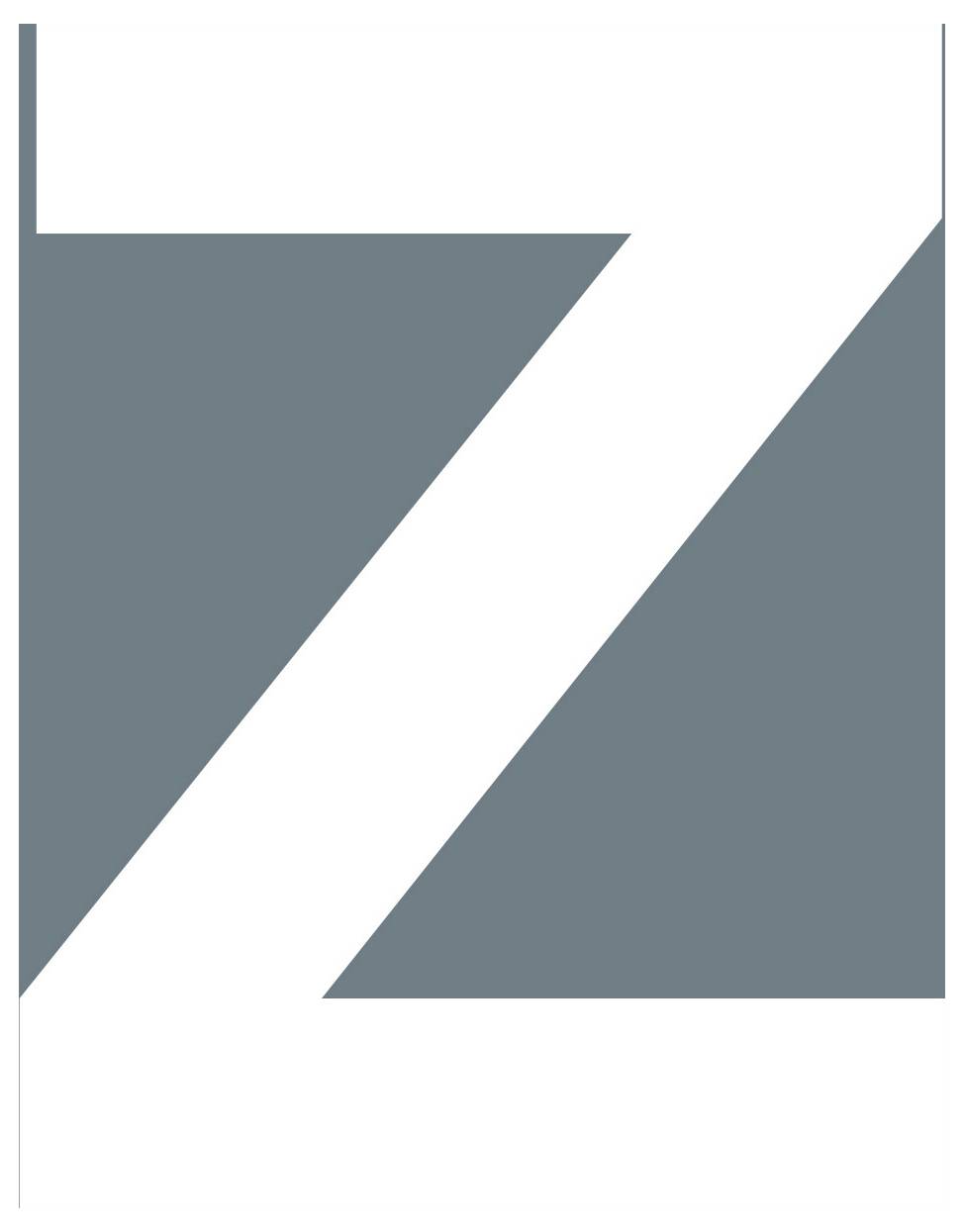 Abstraktes Logo mit einem weißen diagonalen Streifen, der zwei blaugrüne geometrische Blöcke auf weißem Hintergrund teilt.