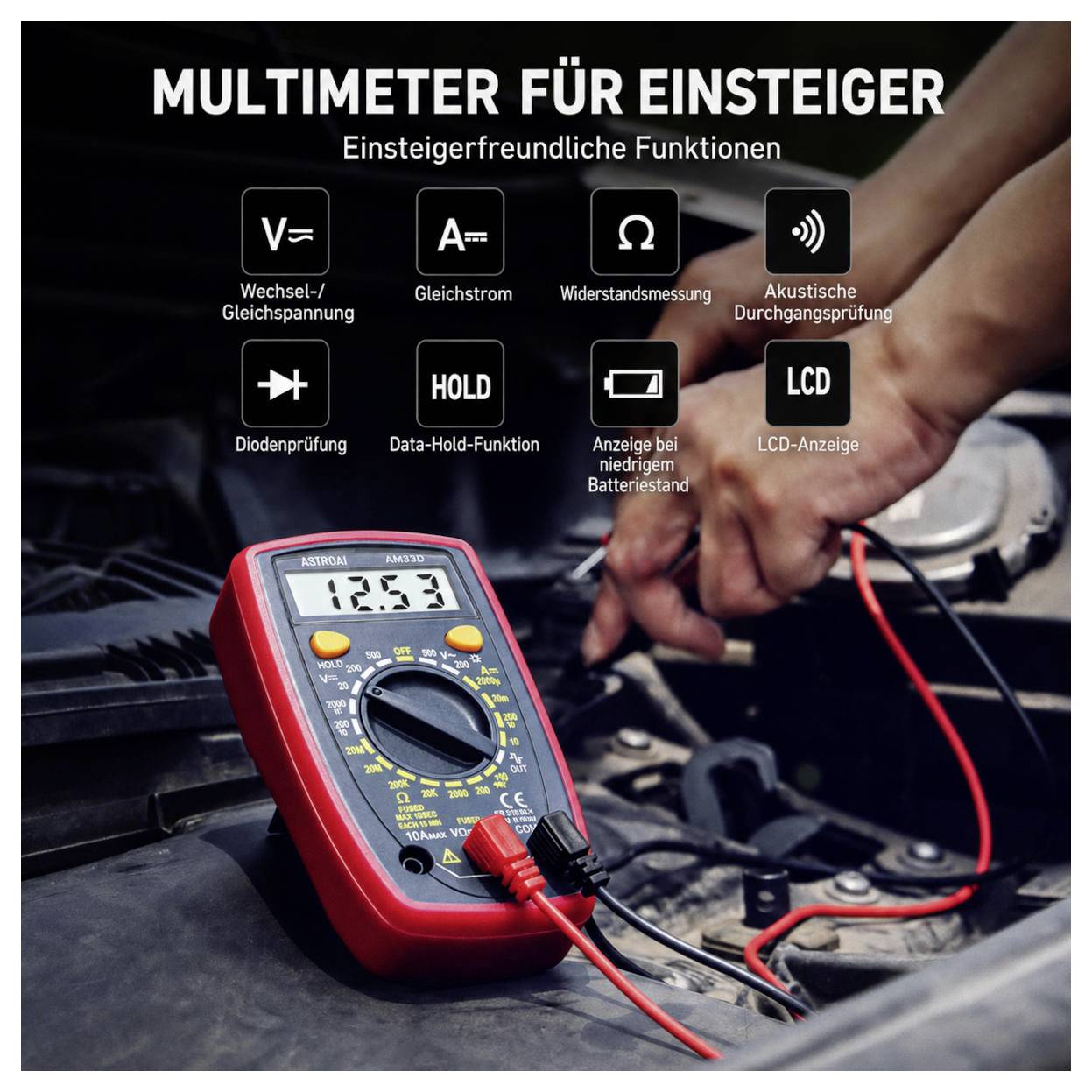 Astro AI Hand-Multimeter digital Anzeige (Counts): 2000