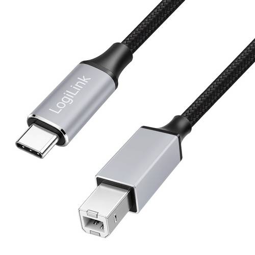 LogiLink USB-C® Kabel USB 2.0 USB-C® Stecker, USB-B Stecker 2.00 m Schwarz CU0515