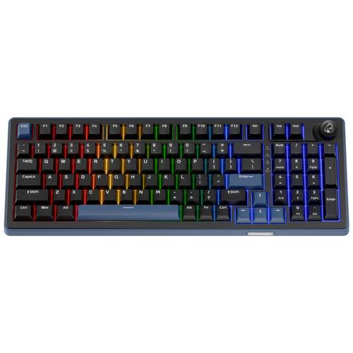 Ducky OK-M 98 - KTT Baby Blue Bluetooth®, Funk, USB Gaming-Tastatur Englisch, QWERTY Schwarz Abnehm