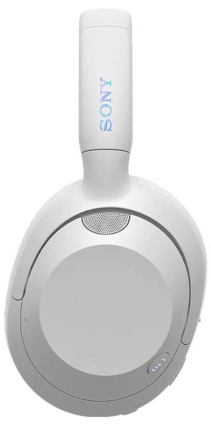 Sony Over-Ear-Kopfhörer in Weiß und Grau, Frontalansicht mit gepolstertem Kopfbügel und großen runden Ohrmuscheln.