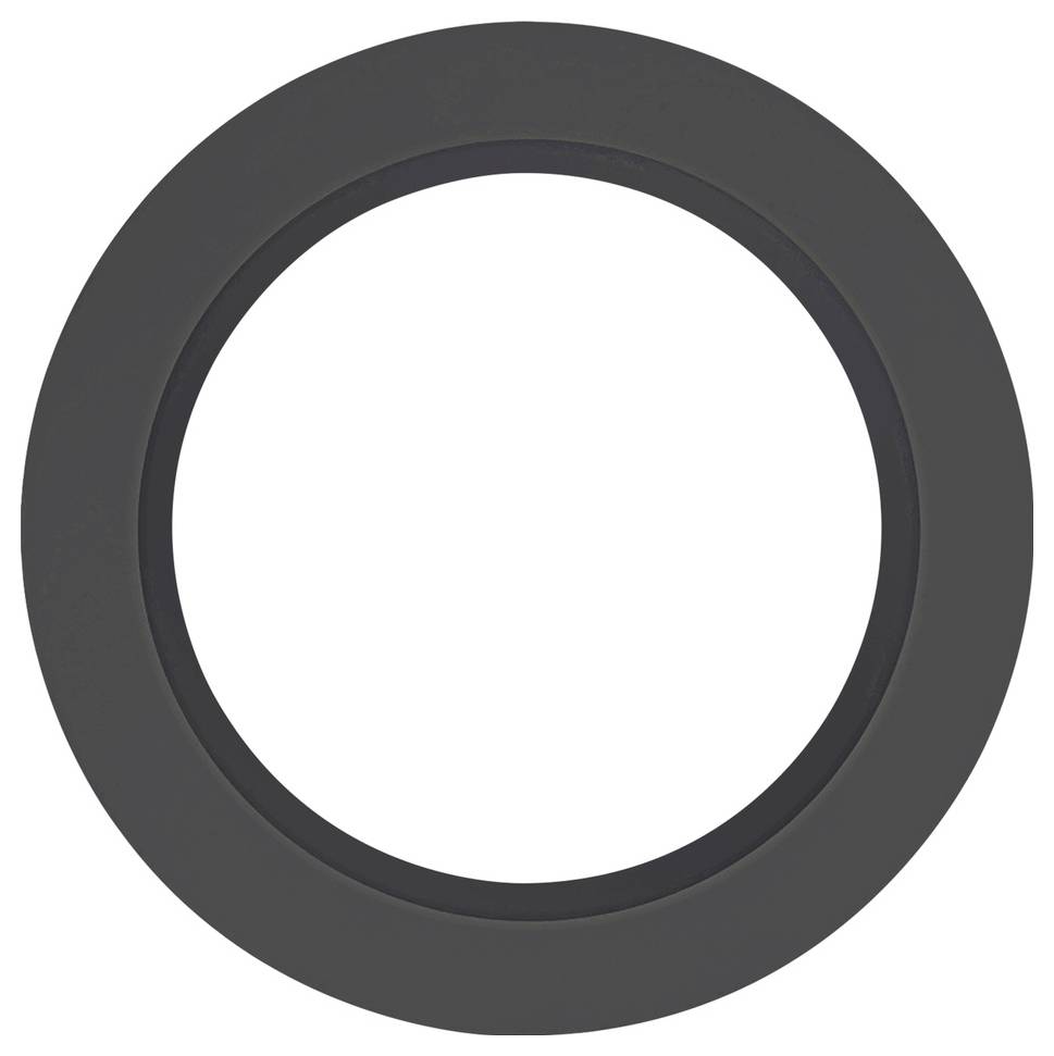 Dunkelgrauer kreisförmiger Ring mit hohlem Mittelpunkt auf weißem Hintergrund.
