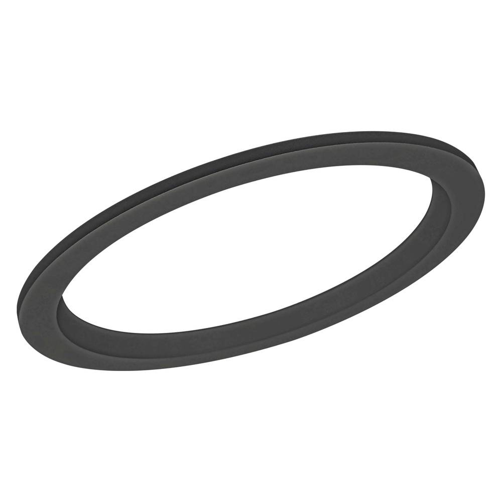 Schwarzer Gummidichtring, oval geformt auf weißem Hintergrund.