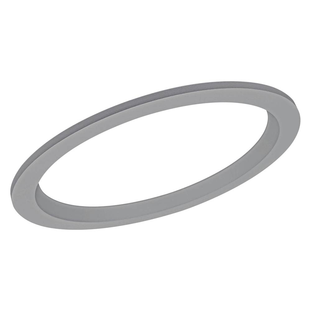 Grauer ovaler Ring oder Dichtung auf weißem Hintergrund, schräg dargestellt.