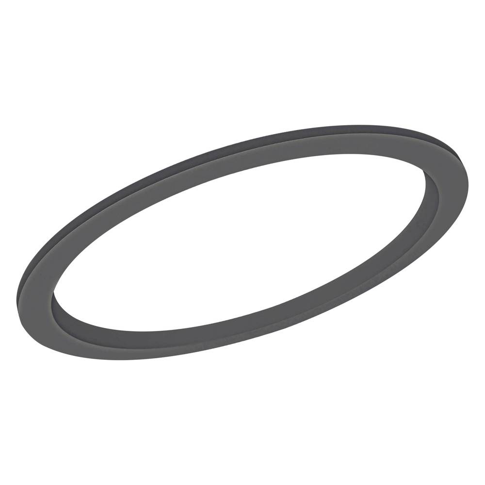 Dunkelgraues ovales Ringdichtung oder Dichtungsscheibe auf weißem Hintergrund.