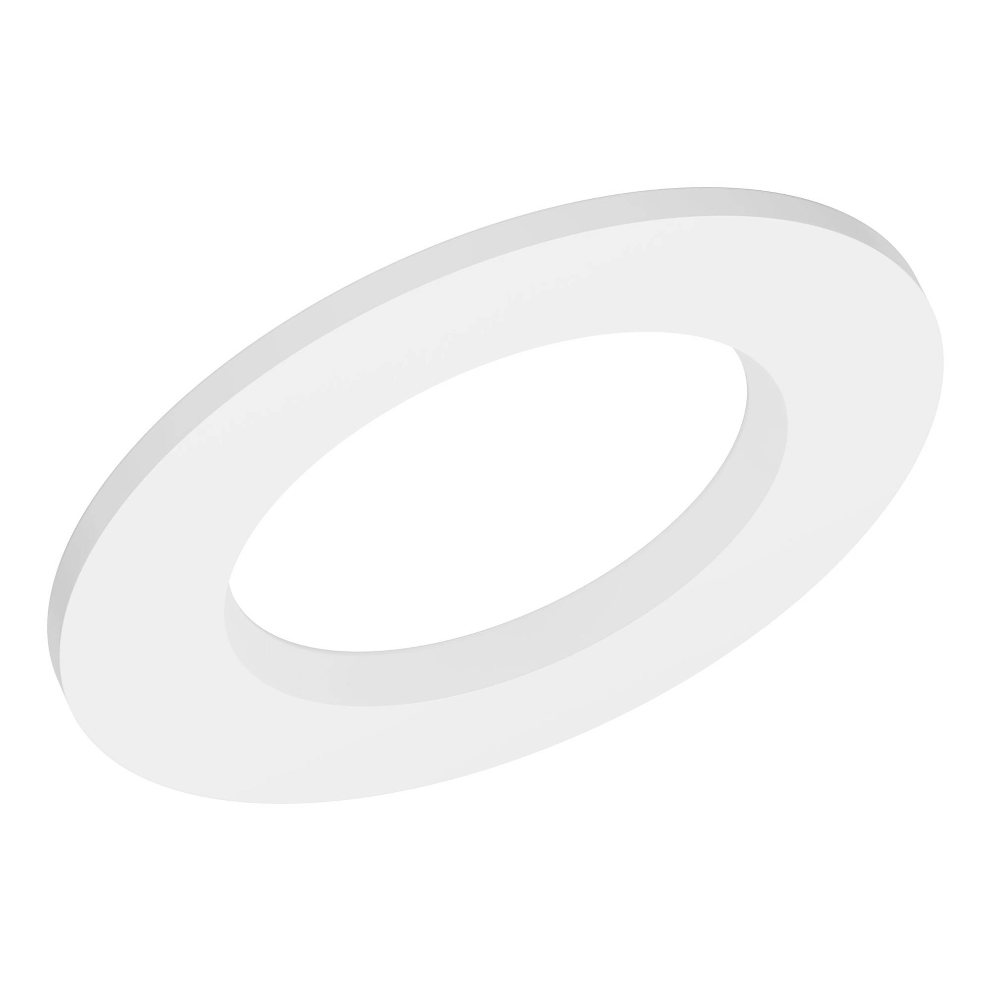 Abstraktes weißes 3D-Oval-Ring oder Heiligenschein auf einfachem weißem Hintergrund.