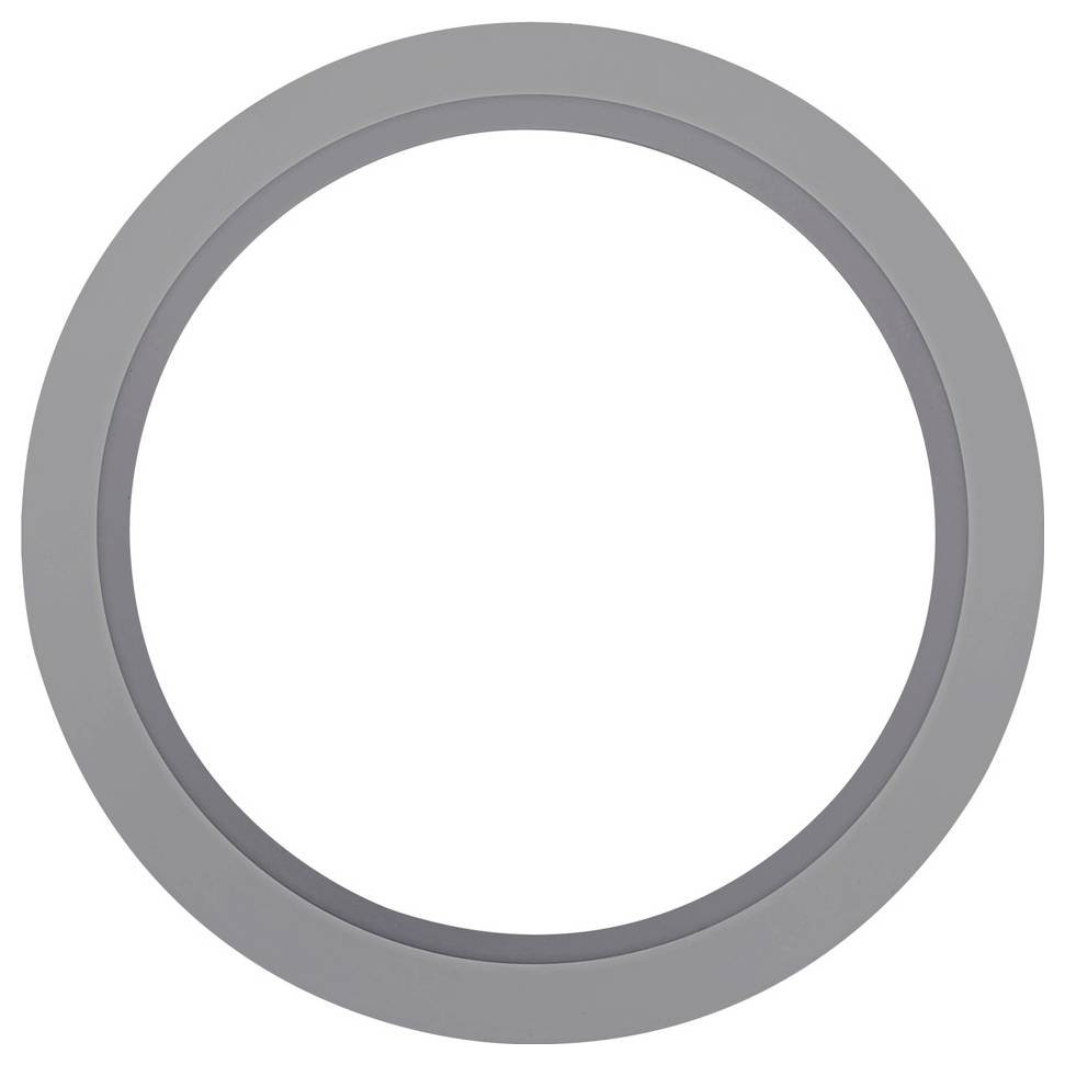 Graues kreisförmiges Ringicon mit hohlem Zentrum auf weißem Hintergrund.