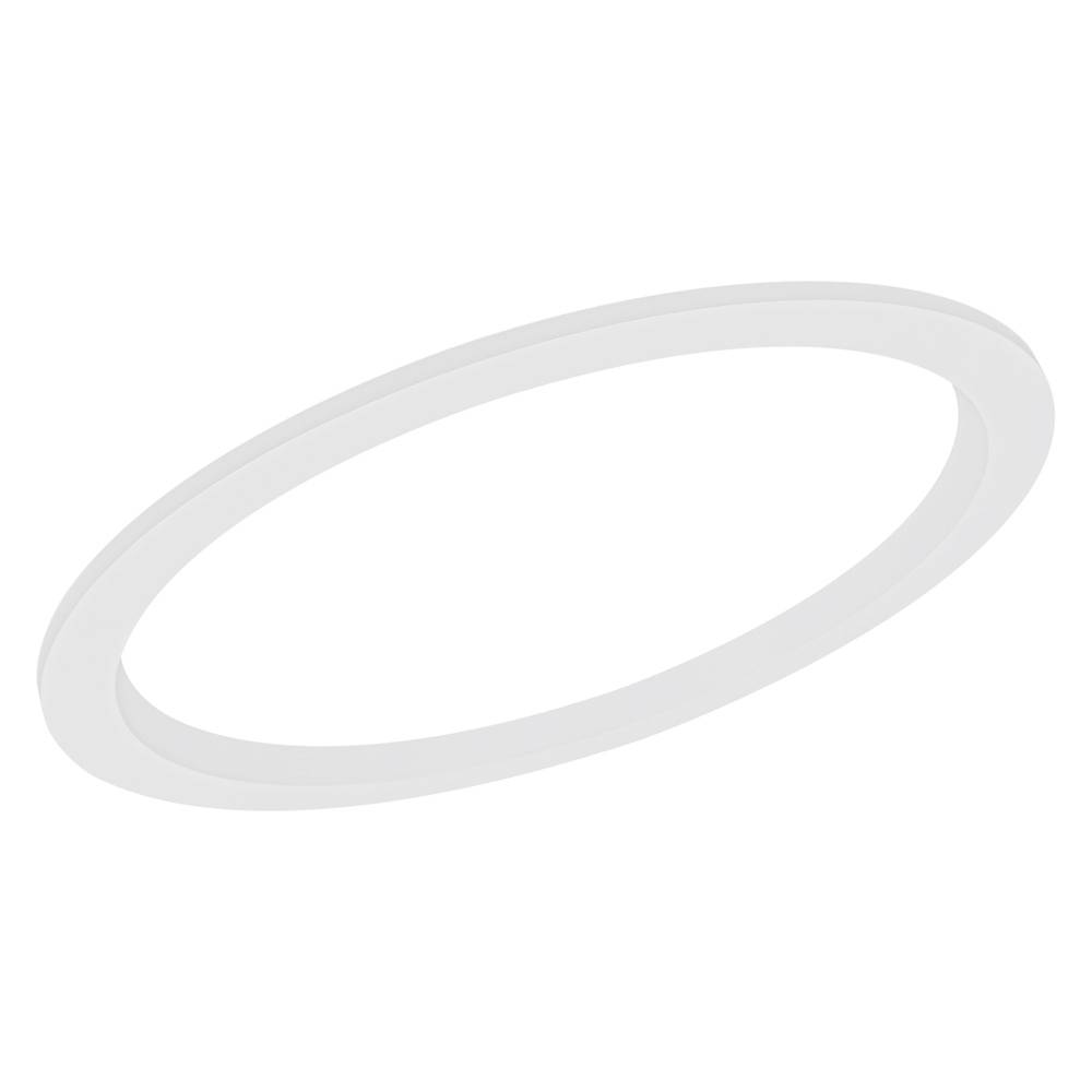 Ein durchscheinender weißer ovaler Ring auf einem einfachen weißen Hintergrund.