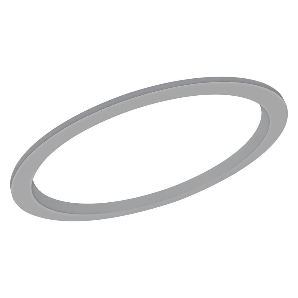 Ein einfacher grauer ovaler Ring oder Lünette auf weißem Hintergrund.