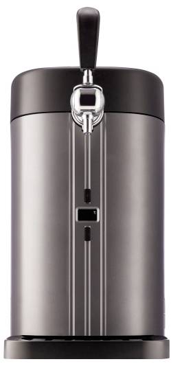 Edelstahl-Kegerator-Bierausschank mit schwarzem Zapfhahn und vorderer Zapfanlage.