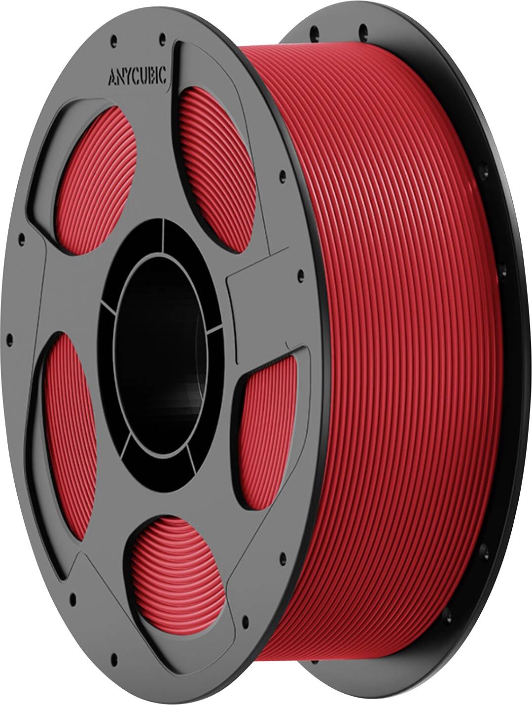 Spule rotes 3D-Druckfilament mit der Aufschrift 