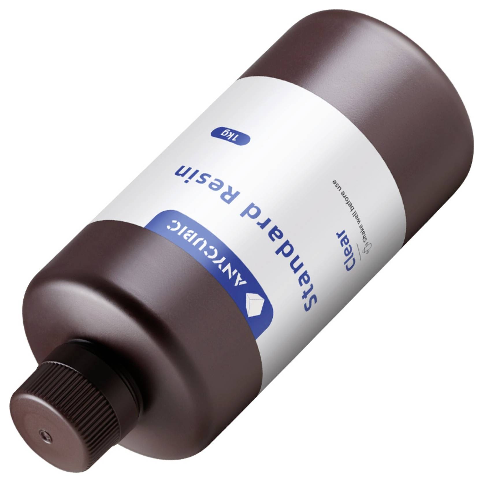 Braune Flasche mit der Aufschrift „Standard Resin" und „Clear", auf weißem Hintergrund mit schwarzer Kappe dargestellt.