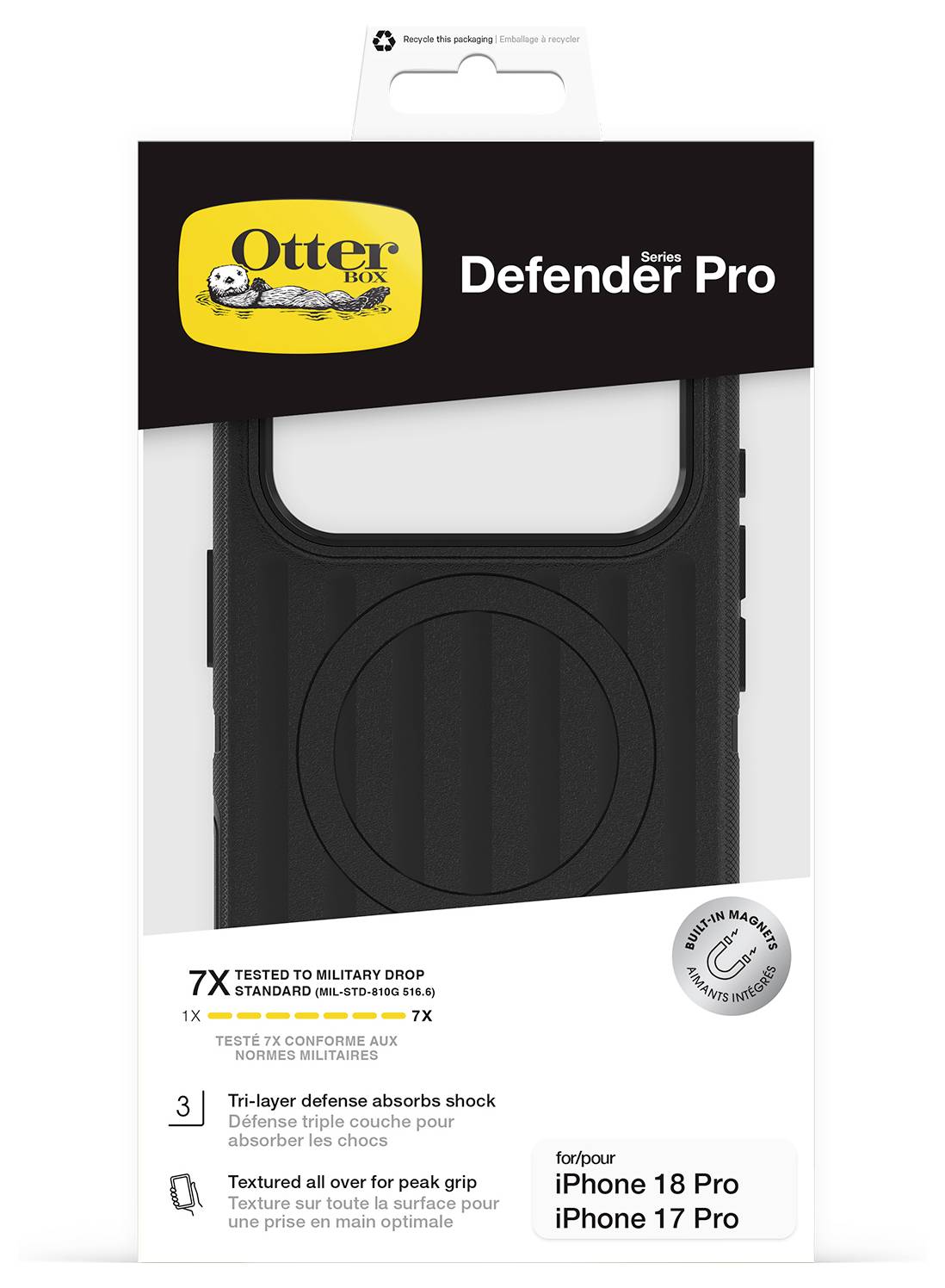 OtterBox Defender Series Pro Handyhülle für iPhone 18 Pro und iPhone 17 Pro, mit 7X militärischer Fallschutz und dreischichtiger Stoßdämpfung.