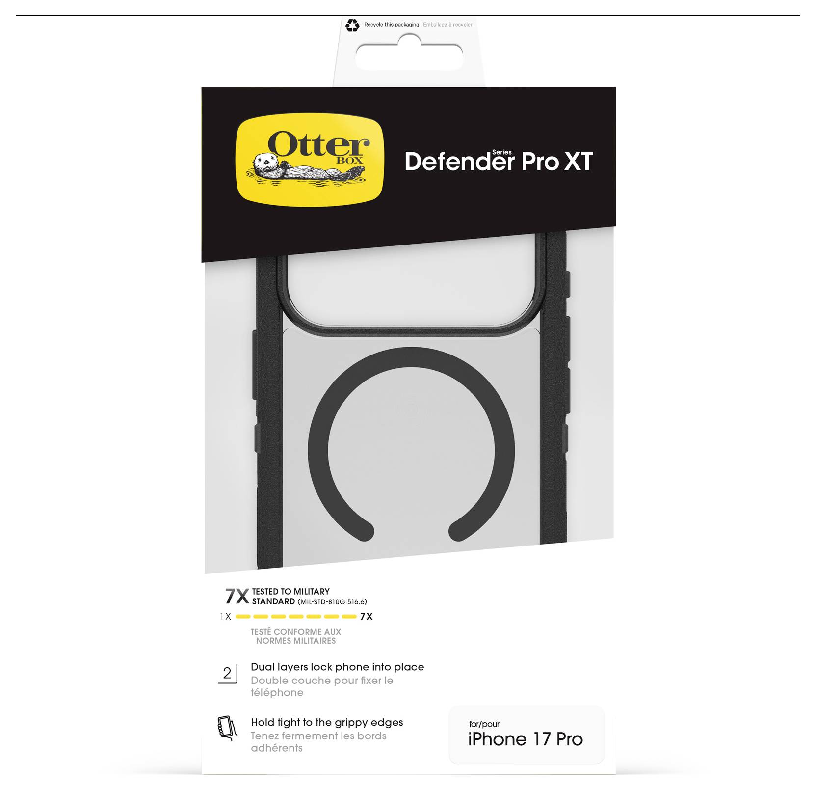 OtterBox Defender Pro XT Handyhülle für iPhone 17 Pro mit Zweischicht-Schutz und griffigen Kanten.