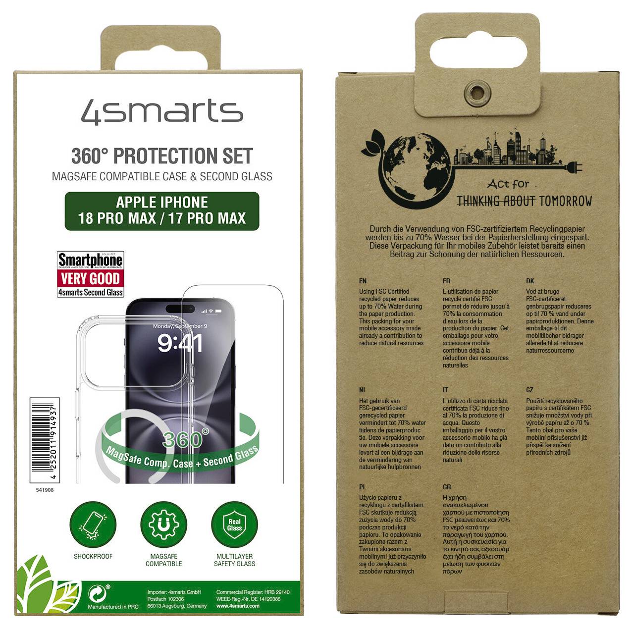 4Smarts 360° Premium Protection Hülle + Schutzglas Set Apple iPhone 18 Pro Max, iPhone 17 Pro Max Transparent Induktives Laden
