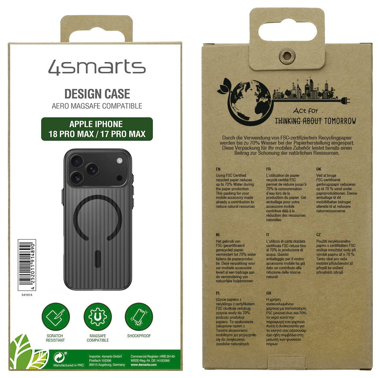 4Smarts Design Case Aero Backcover Apple iPhone 18 Pro Max, iPhone 17 Pro Max Schwarz Induktives Laden 541914
