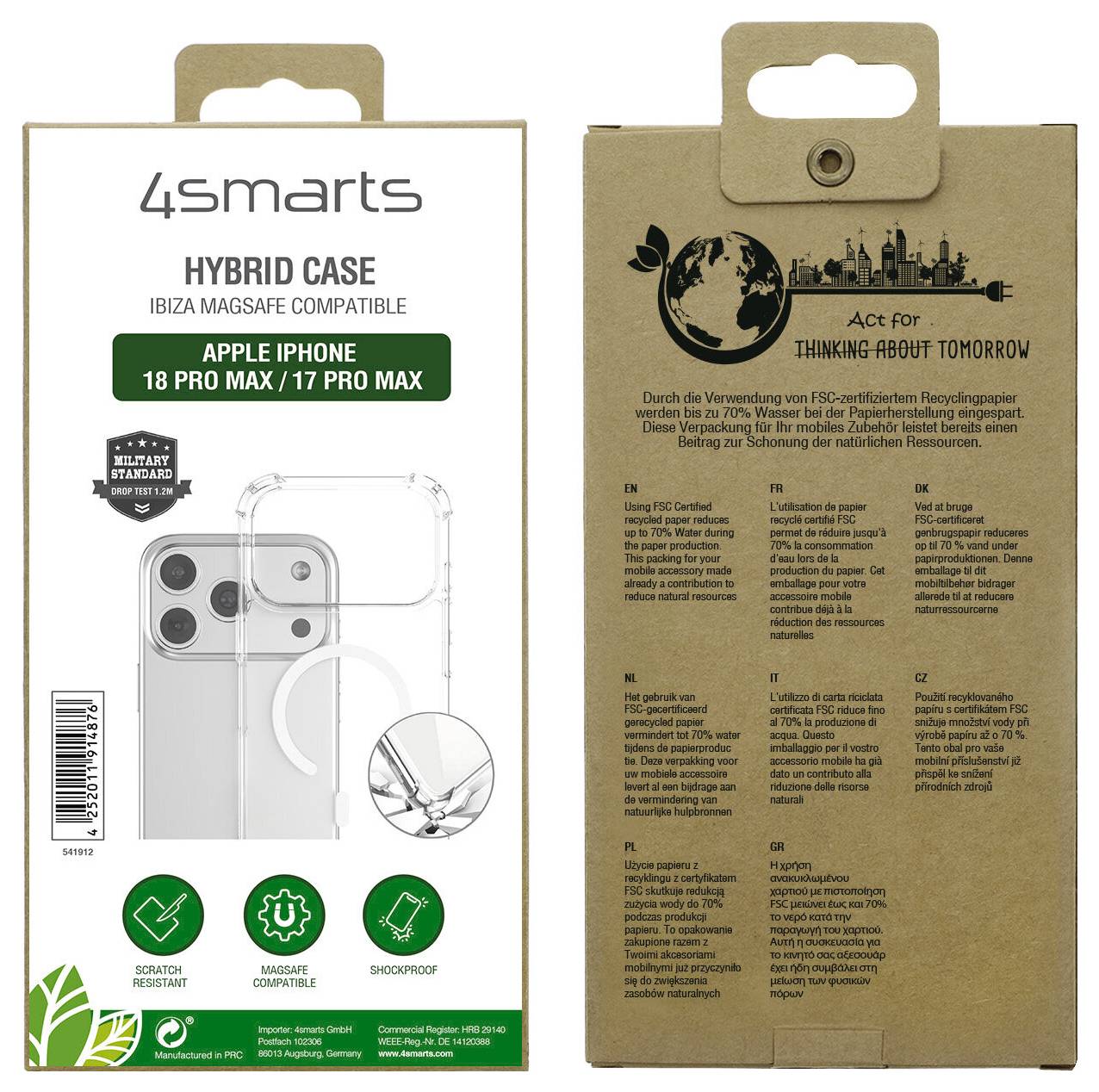 4Smarts Hybrid Case Ibiza Backcover Apple iPhone 18 Pro Max, iPhone 17 Pro Max Transparent Induktives Laden 541912