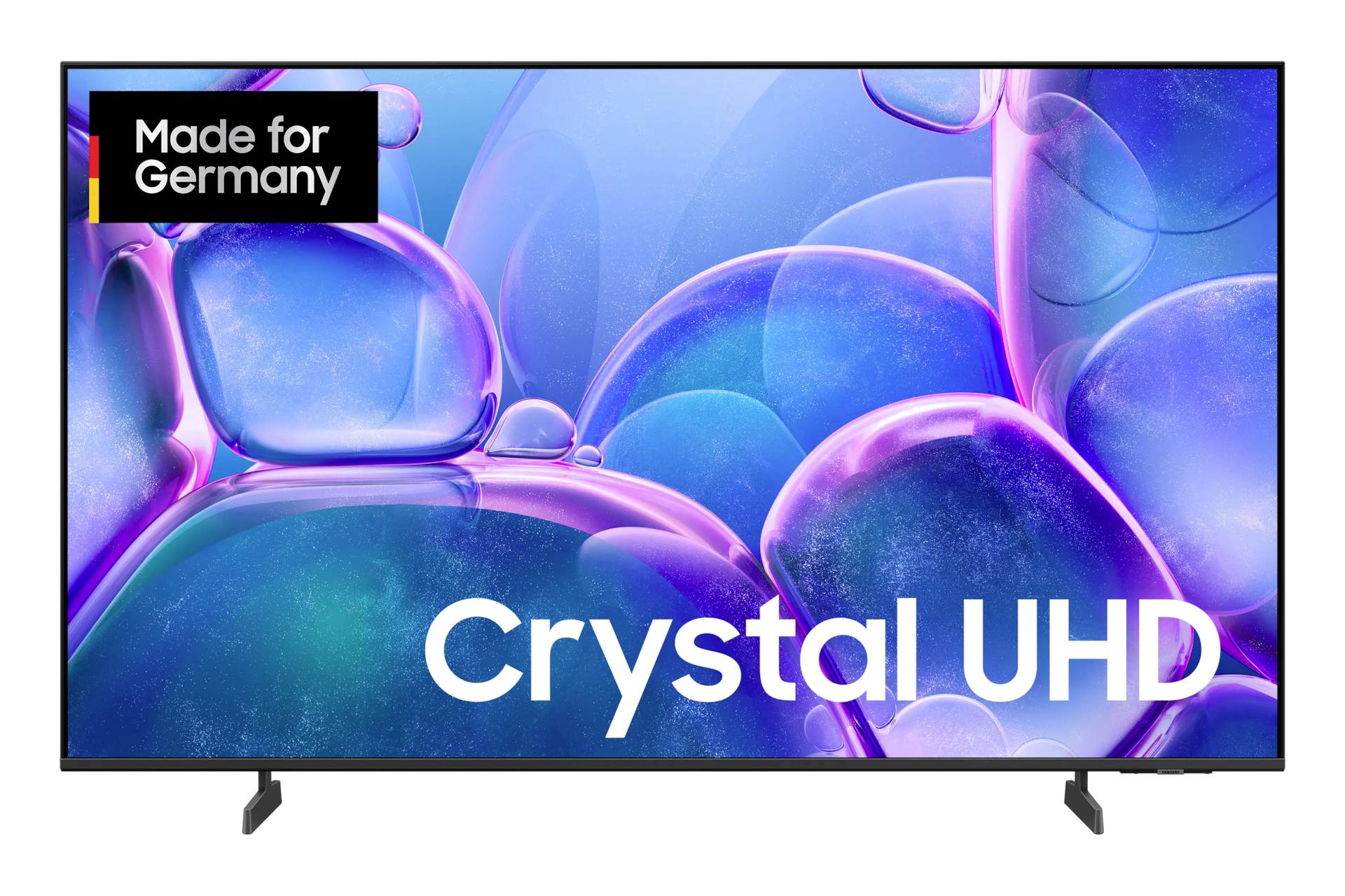 Samsung Crystal UHD Fernseher mit farbenfroher abstrakter Blasendarstellung und 