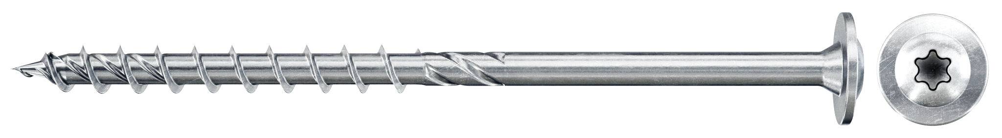 Eine Metallschraube mit sternförmigem Torx-Kopf und Unterlegscheibe.