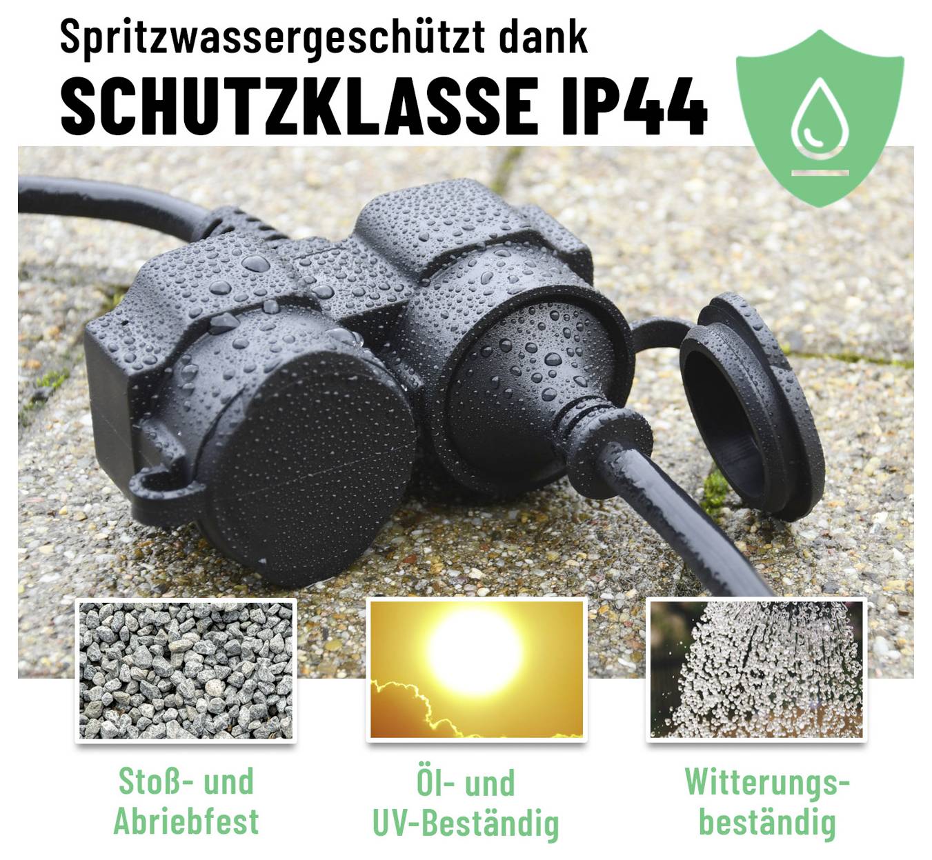 Greate 911000 Strom Verlängerungskabel Schwarz 5m H05RR-F 3G 1,5mm²