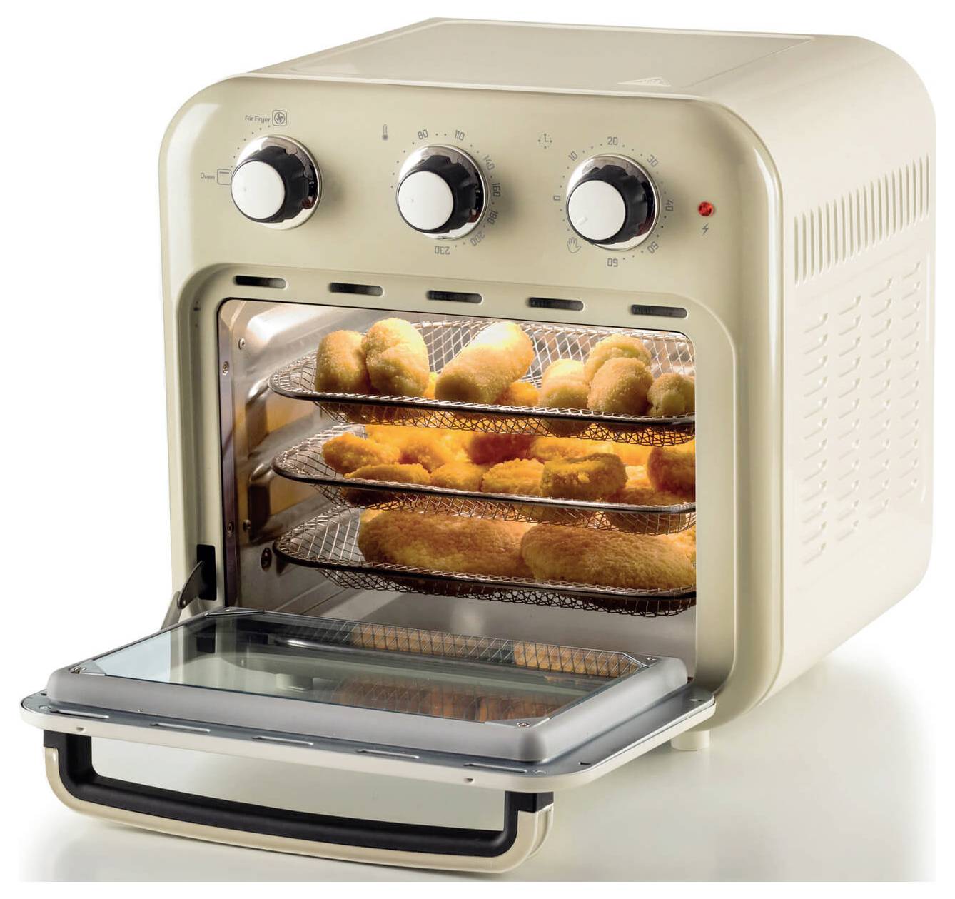 Ariete 4632/03 Mini-Backofen &amp; Heißluftfritteuse Grillfunktion, Heißluft-Funktion, Kontrollleuchte, mit Dampfgarfunktion, mit