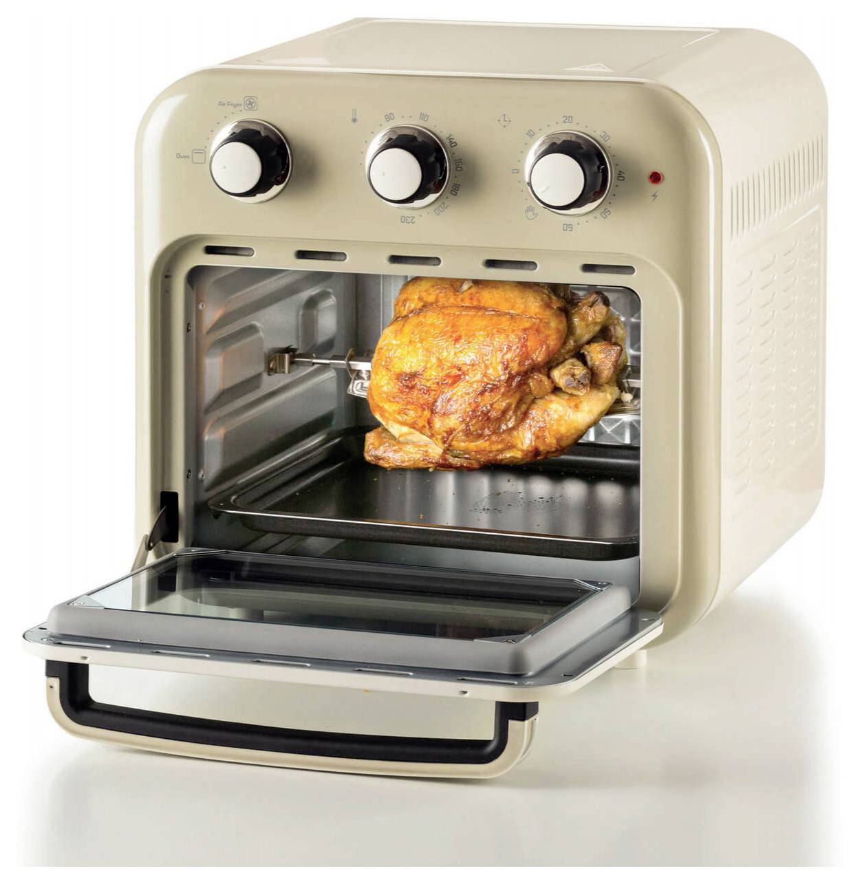 Ariete 4632/03 Mini-Backofen &amp; Heißluftfritteuse Grillfunktion, Heißluft-Funktion, Kontrollleuchte, mit Dampfgarfunktion, mit
