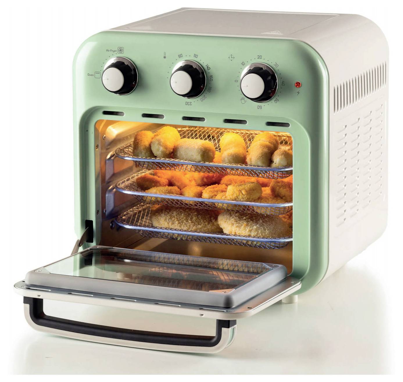 Ariete 4632/04 Mini-Backofen &amp; Heißluftfritteuse Grillfunktion, Heißluft-Funktion, Kontrollleuchte, mit Dampfgarfunktion, mit