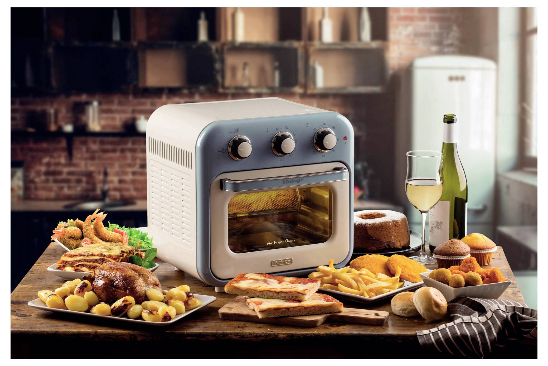 Ariete 4632/05 Mini-Backofen &amp; Heißluftfritteuse Grillfunktion, Heißluft-Funktion, Kontrollleuchte, mit Dampfgarfunktion, mit
