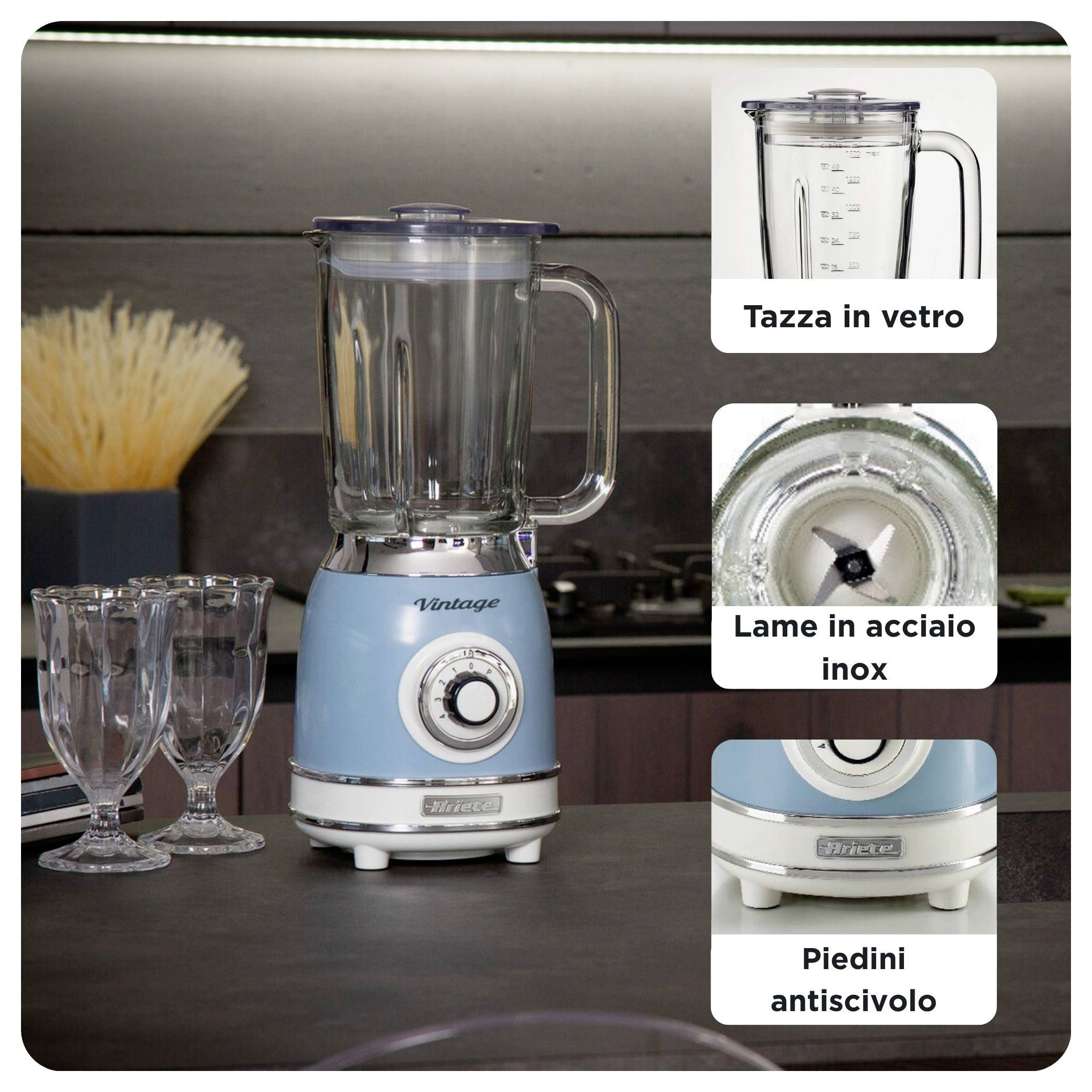 Ariete Standmixer 1000W Hellblau