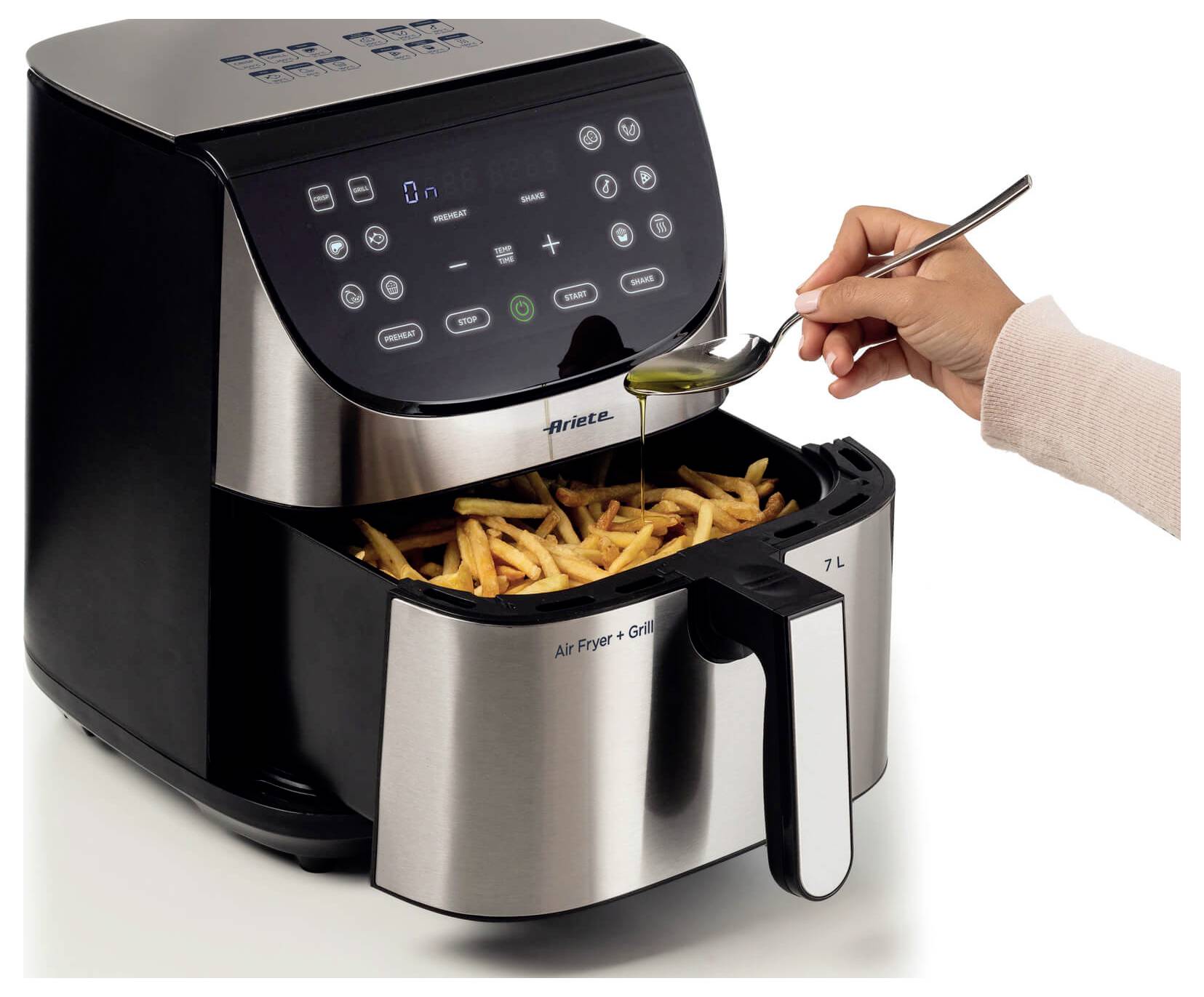 Ariete Heißluftfritteuse 7l Antihaftbeschichtung, BPA-frei, digitaler Timer, für Lebensmittel, Heißluft-Funktion, LCD-Display