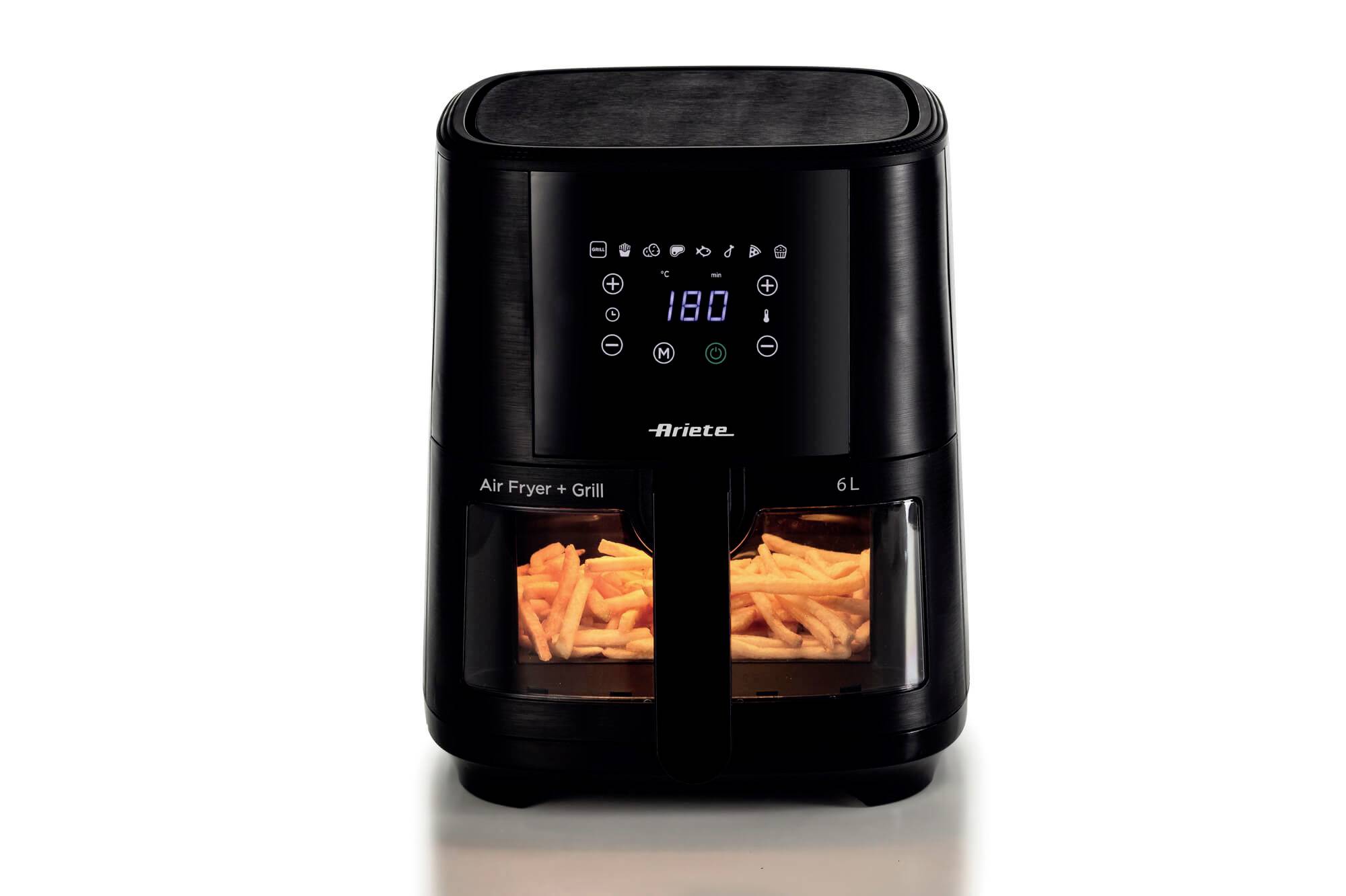 Ariete Heißluftfritteuse 6l Antihaftbeschichtung, BPA-frei, digitaler Timer, für Lebensmittel, Heißluft-Funktion, LCD-Display